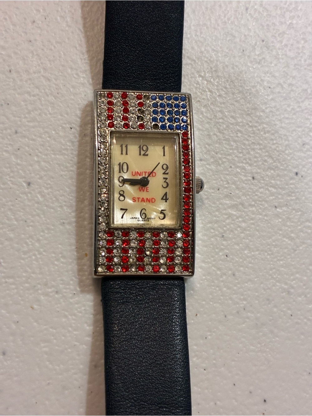 Red, White & Blue Crystal Rectangle Watch